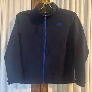 The North Face Dark Blue Soft Shell Fleece Lined Zip Front Jacket